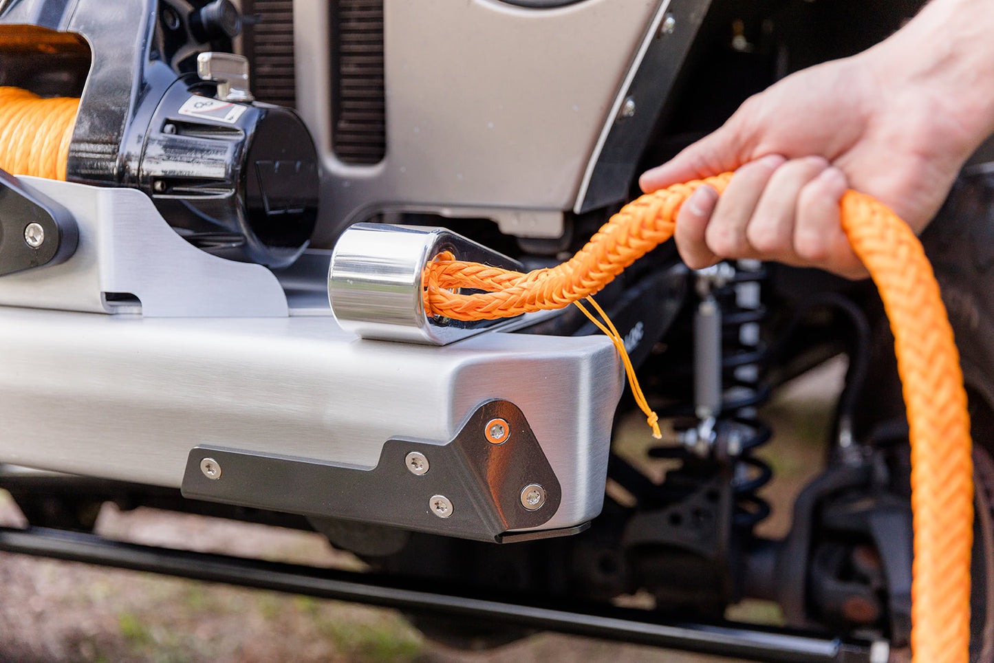 Flux Offroad Jeep TJ/LJ Aluminum Stubby Front Bumper With Stainless Rash Guards And Winch Fairlead Mount
