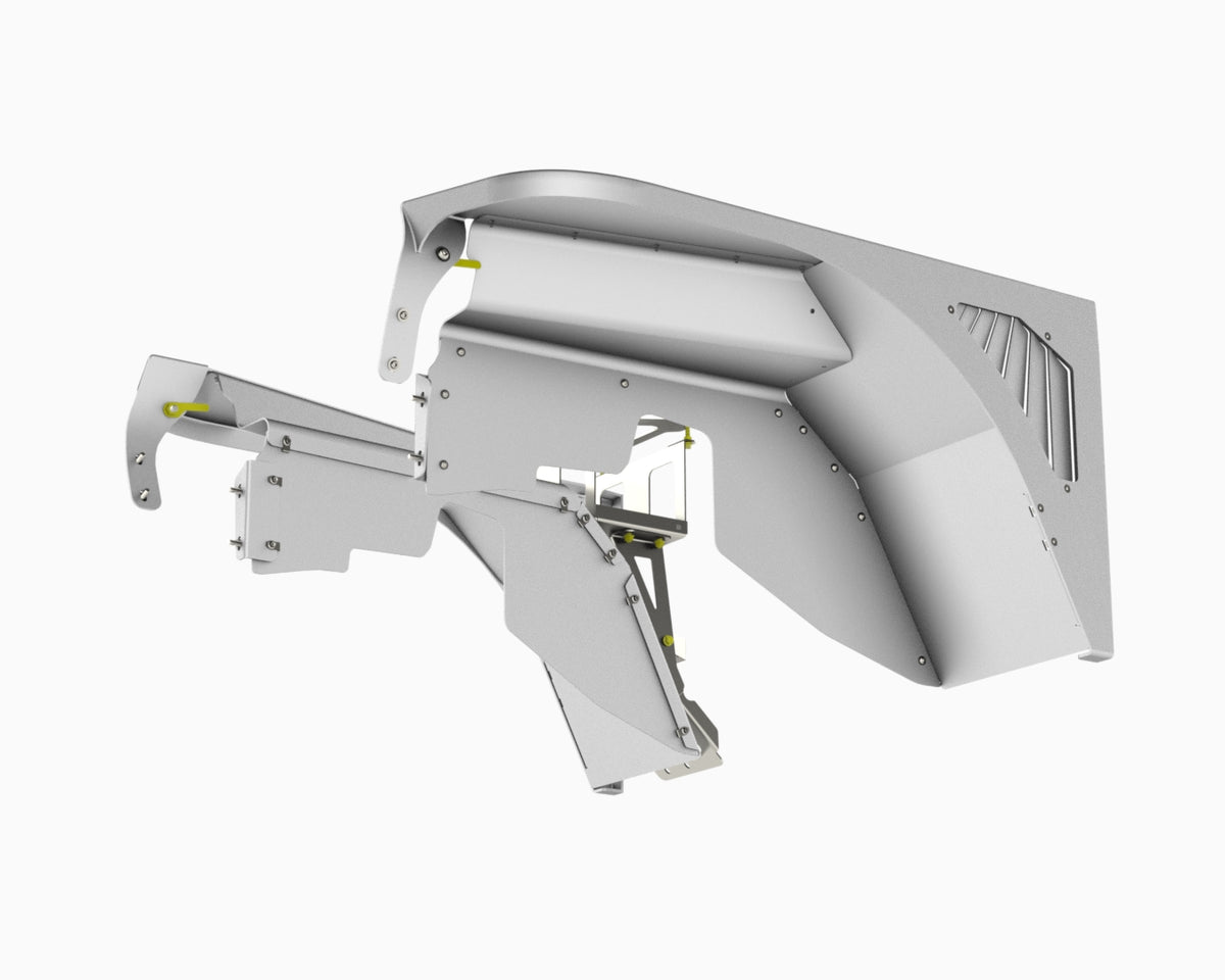 Flux Offroad Jeep TJ / LJ highline front fender render, inner view showing the inner fender liner and fender vent