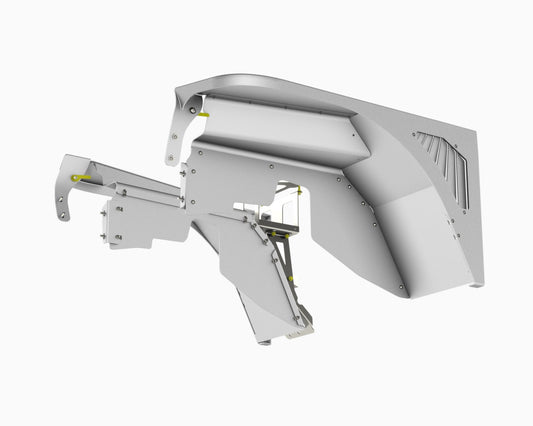 Flux Offroad Jeep TJ / LJ highline front fender render, inner view showing the inner fender liner and fender vent