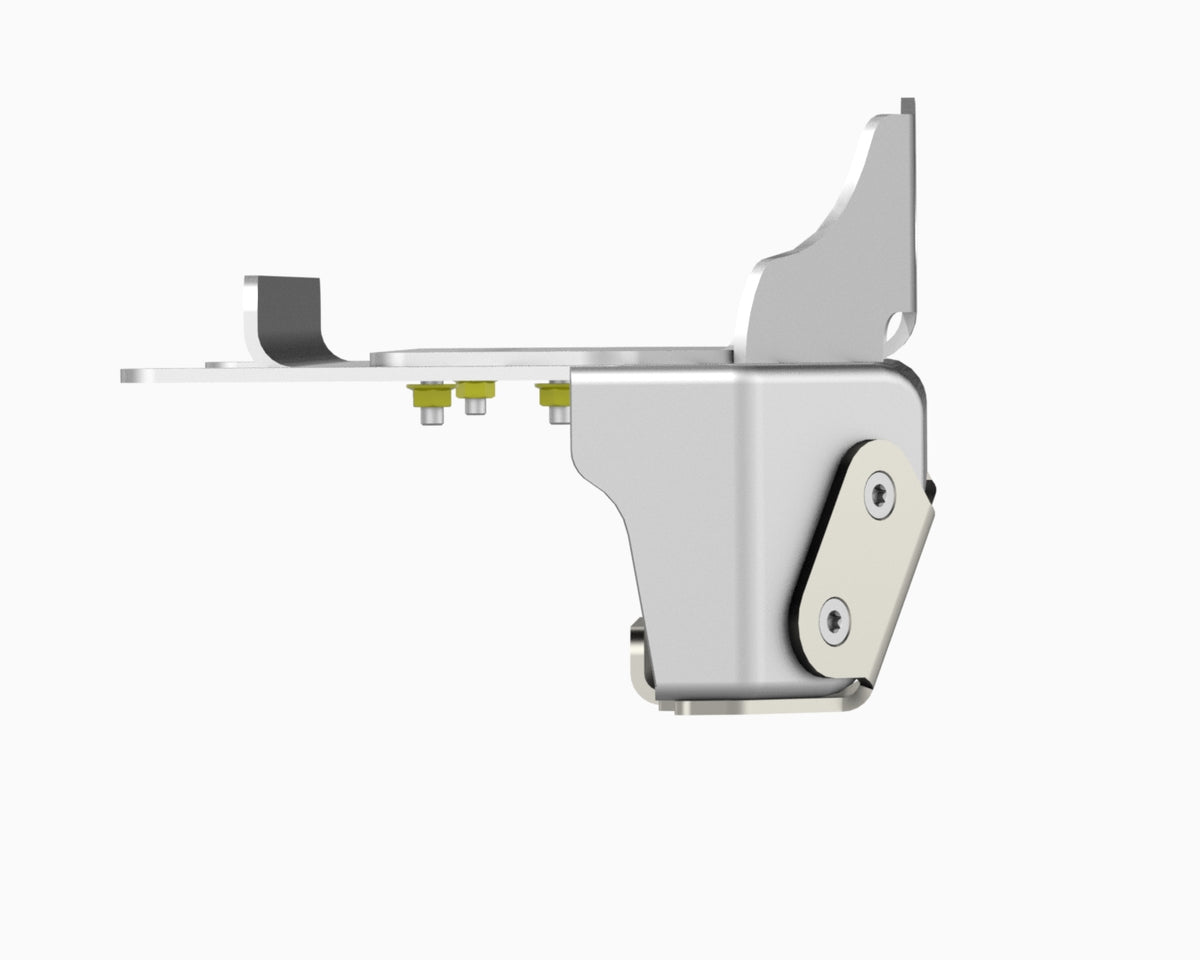 Flux Offroad stubby front bumper render, side view of the winch tray and stainless rash guard
