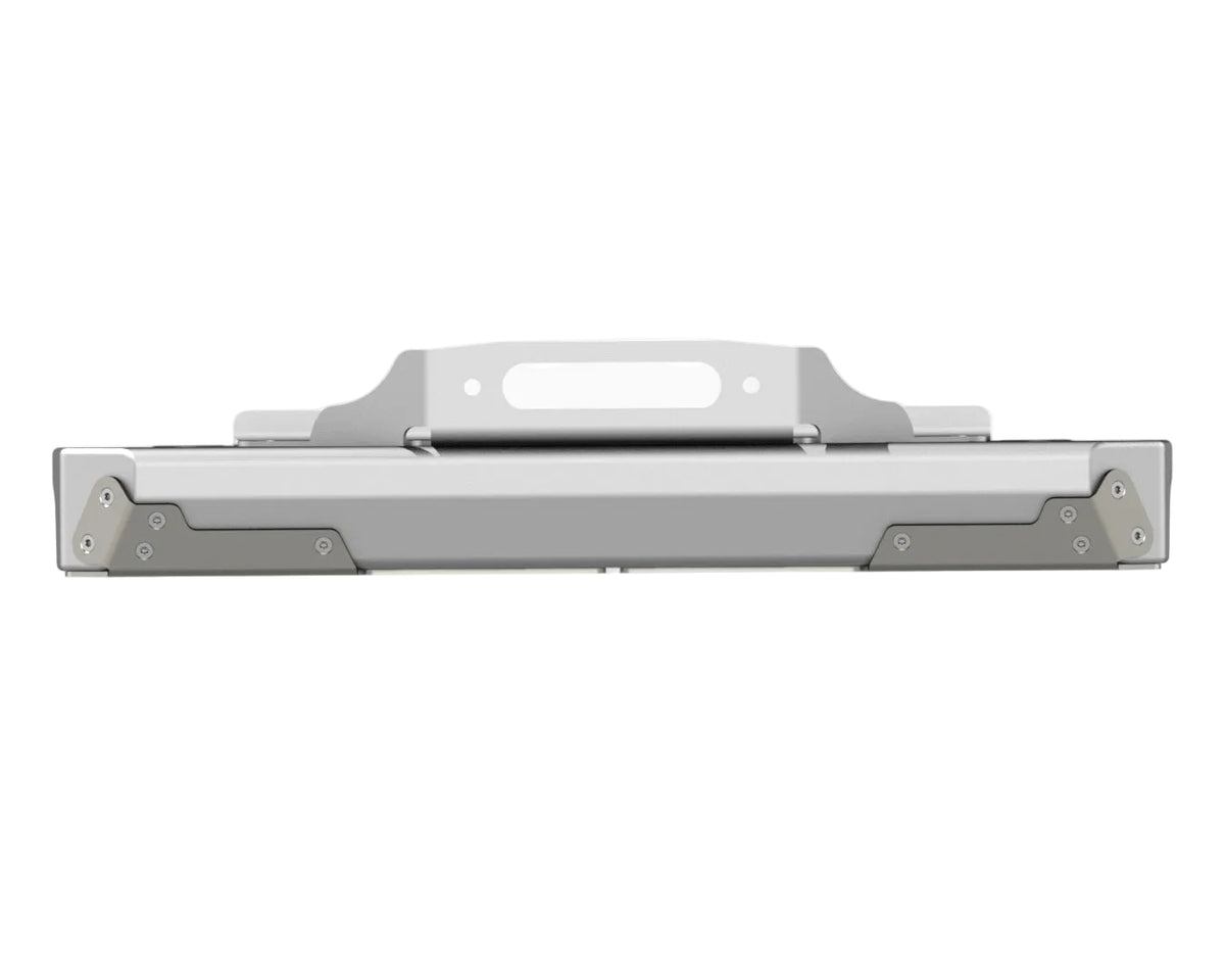 Flux Offroad Jeep TJ / LJ aluminum stubby front bumper render, front view with fairlead mount